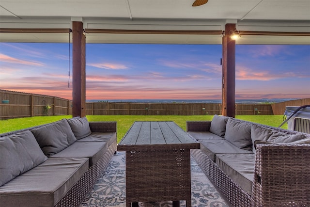 222 Overlook Trl, Copperas Cove, TX 76522 - patio terrace at dusk with an outdoor living space