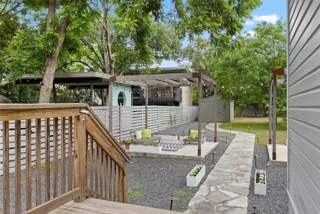 1707 Collier St, Austin, TX 78704 - wooden terrace with a patio area and a pergola