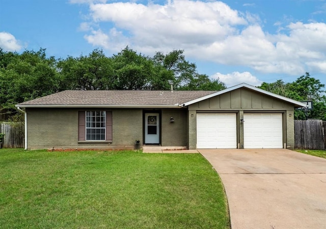 11533 Sandy Loam Trl, Austin, TX 78750 - single story home featuring an attached garage, concrete driveway, brick siding, board and batten siding, and a shingled roof