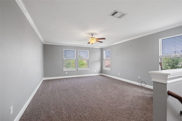 9008 Winter Haven Rd, Austin, TX 78747 - carpeted empty room with crown molding and ceiling fan
