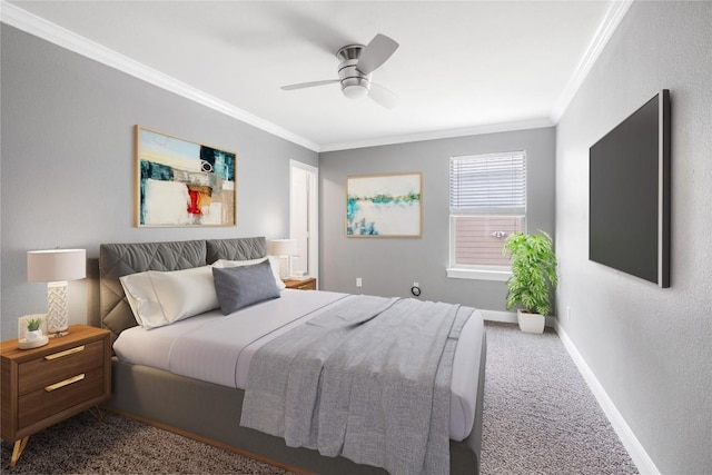 9008 Winter Haven Rd, Austin, TX 78747 - carpeted bedroom featuring ornamental molding and a ceiling fan