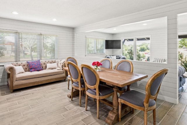 810 River Rd, Wimberley, TX 78676 - dining area with wood finish floors, plenty of natural light, and recessed lighting