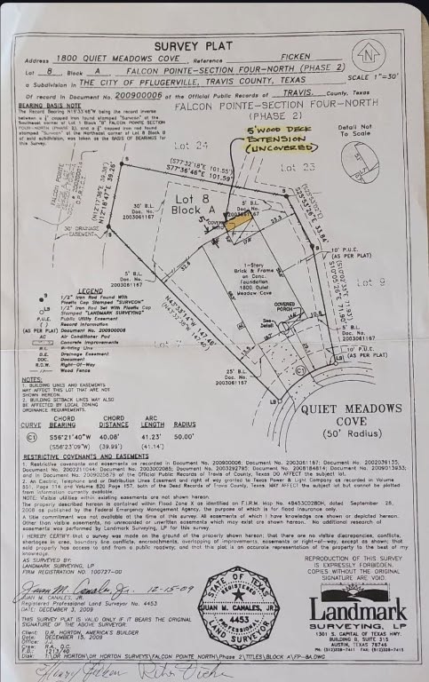 1800 Quiet Meadows Cv, Pflugerville, TX 78660 - survey map / technical document