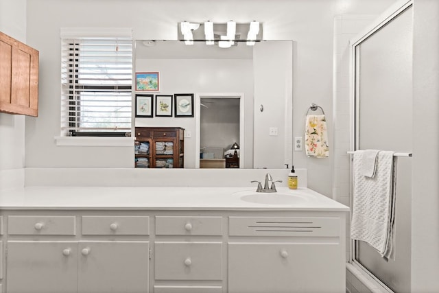 112 Skipcha Trl, Lampasas, TX 76550 - bathroom with a shower with door, vanity, and ensuite bathroom