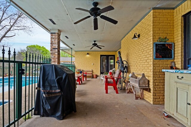 112 Skipcha Trl, Lampasas, TX 76550 - view of patio with ceiling fan and french doors