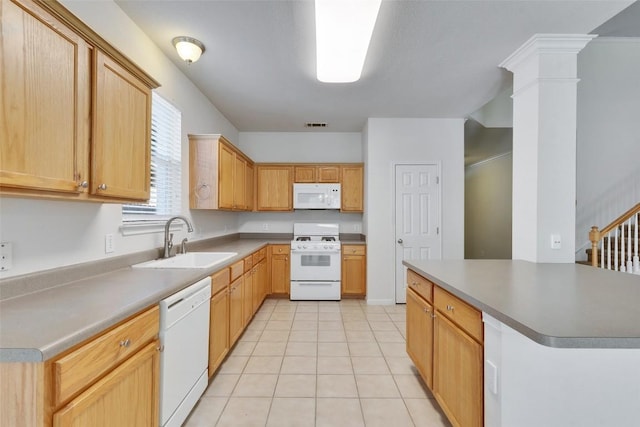 2225 Lou John St, Austin, TX 78727 - kitchen featuring white appliances, a sink, and light tile patterned floors