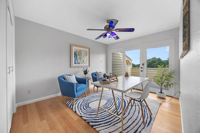 8316 Greenslope Dr Unit A, Austin, TX 78759 - home office featuring ceiling fan, wood finished floors, baseboards, and french doors