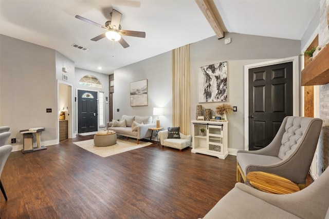 1003 Buttercup Ct, Leander, TX 78641 - living area with ceiling fan and dark wood-style floors