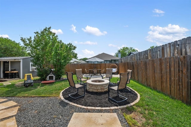1003 Buttercup Ct, Leander, TX 78641 - view of yard with an outdoor fire pit and a patio