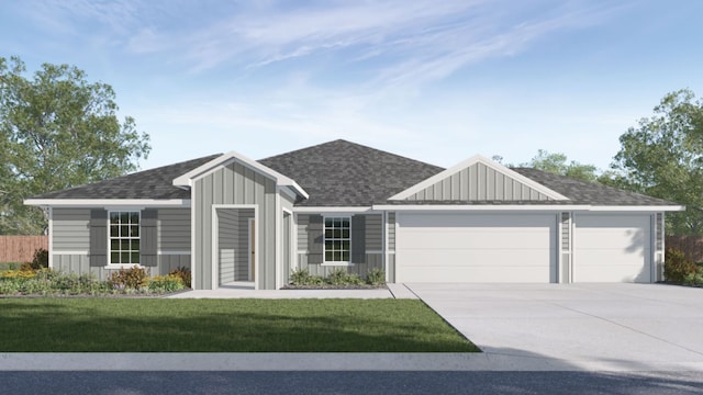 362 Barron Estate Dr, Lockhart, TX 78644 - single story home featuring an attached garage, a shingled roof, board and batten siding, and driveway