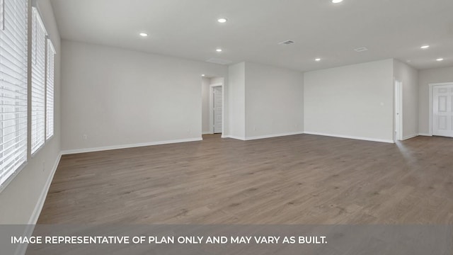 362 Barron Estate Dr, Lockhart, TX 78644 - unfurnished living room with recessed lighting, wood finished floors, and baseboards