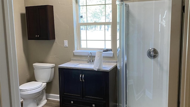 1367 Indian Pass, Salado, TX 76571 - full bathroom featuring toilet, a shower with curtain, vanity, and baseboards