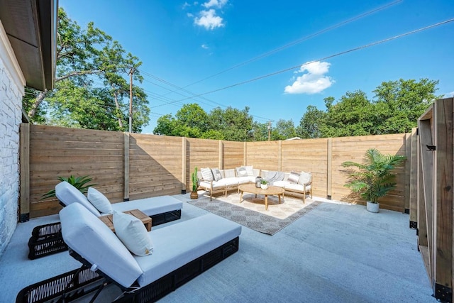 1314 Ridgemont Dr, Austin, TX 78723 - fenced backyard with an outdoor living space and a patio area