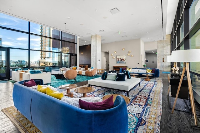 70 Rainey St Unit 2106, Austin, TX 78701 - building lobby featuring a wall of windows and a high ceiling