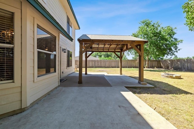 2511 Jacqueline Dr, Leander, TX 78641 - view of patio / terrace with an outdoor fire pit and a gazebo