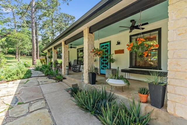 259 Akaloa Dr, Bastrop, TX 78602 - porch with a ceiling fan