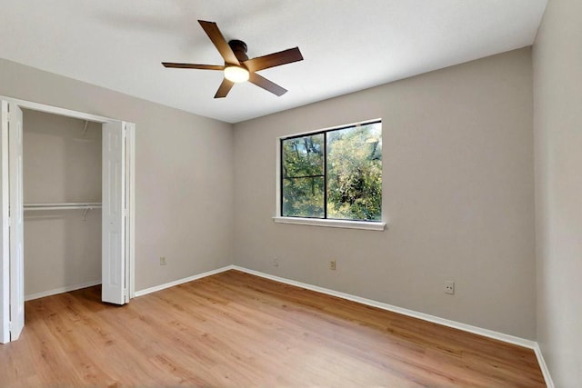 2617 Chowan Cv, Round Rock, TX 78681 - unfurnished bedroom with light wood-style floors, a closet, and ceiling fan