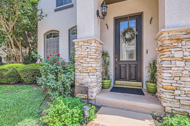 3824 Gaines Ct, Austin, TX 78735 - property entrance featuring stucco siding and stone siding