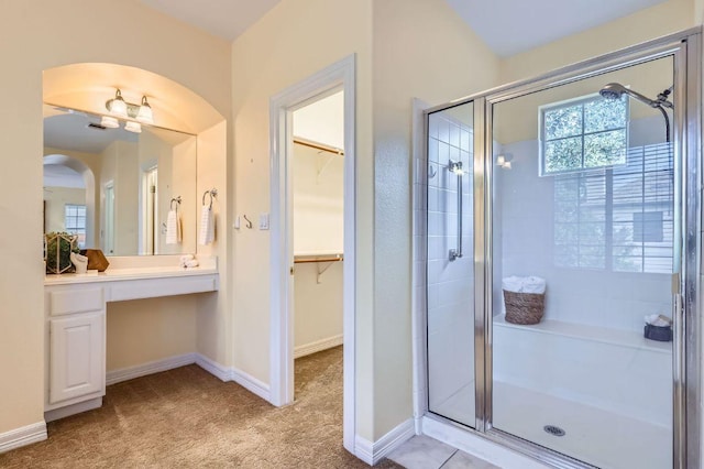 3824 Gaines Ct, Austin, TX 78735 - full bathroom with a stall shower and a walk in closet