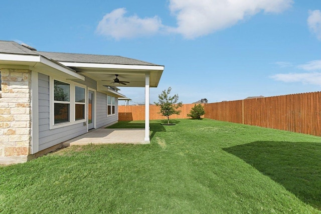 116 Saranac Dr, Elgin, TX 78621 - view of yard with a ceiling fan and a patio