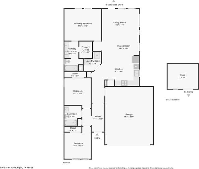 116 Saranac Dr, Elgin, TX 78621 - property floor plan
