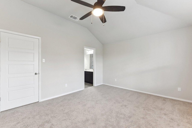 116 Saranac Dr, Elgin, TX 78621 - unfurnished bedroom featuring lofted ceiling, carpet, baseboards, ensuite bath, and ceiling fan