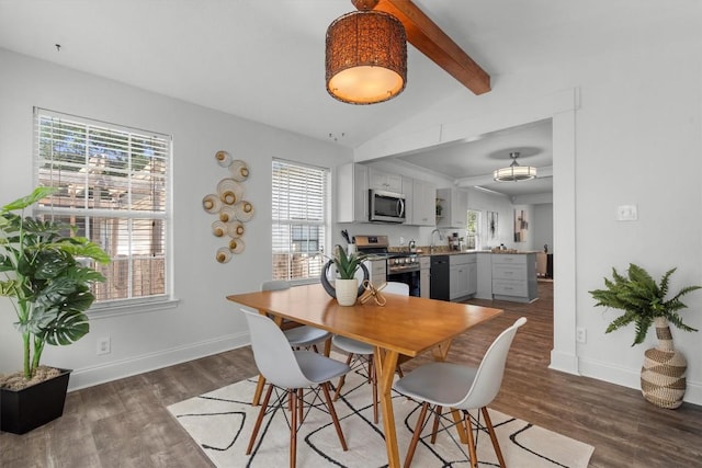 1125 Christie Dr, Austin, TX 78721 - dining space featuring healthy amount of natural light and dark wood-type flooring