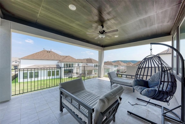 5028 Olimpico Way, Leander, TX 78641 - view of patio featuring a ceiling fan, outdoor lounge area, a residential view, and a balcony