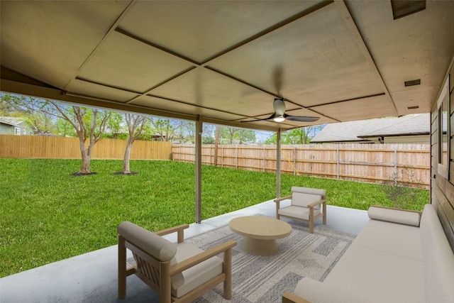 5507 Gloucester Ln, Austin, TX 78723 - fenced backyard with a patio area