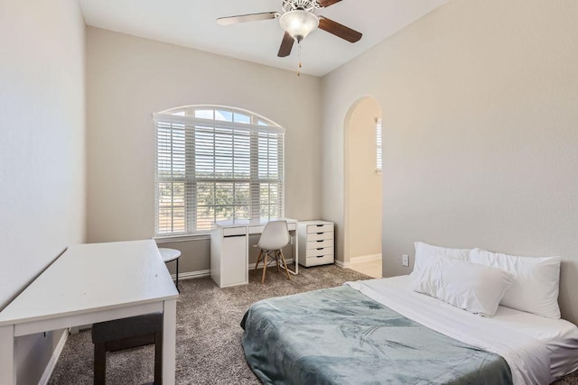 21808 Esmeralda Dr, Spicewood, TX 78669 - bedroom with carpet, baseboards, an office area, and a ceiling fan