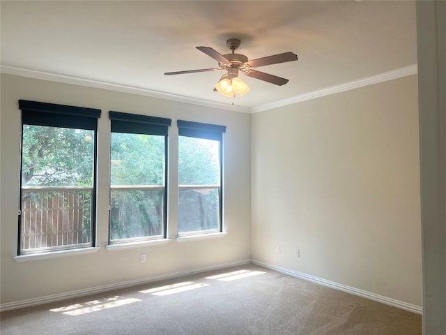 10016 Wading Pool Path, Austin, TX 78748 - carpeted empty room with ornamental molding, baseboards, and a ceiling fan