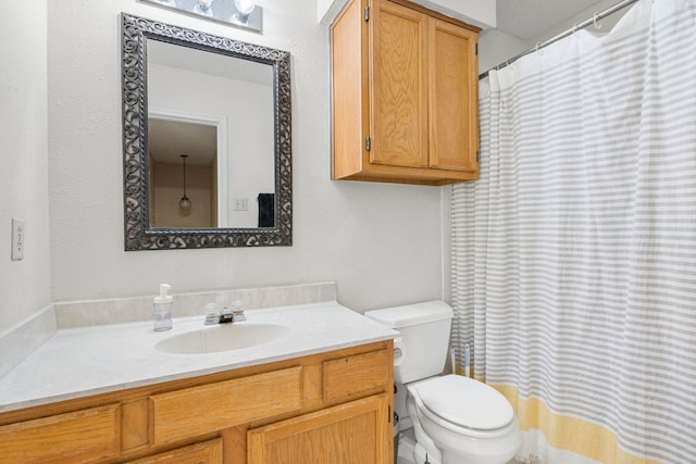 2656 Piping Rock Trl, Austin, TX 78748 - bathroom with vanity, toilet, and a shower with curtain