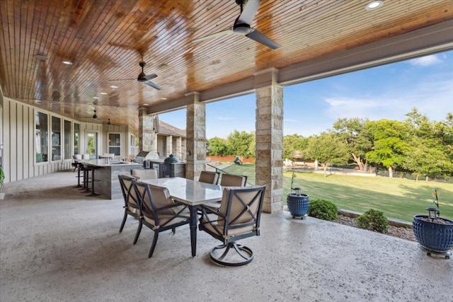 535 Creekside Dr, Salado, TX 76571 - view of patio / terrace with ceiling fan and outdoor dining space