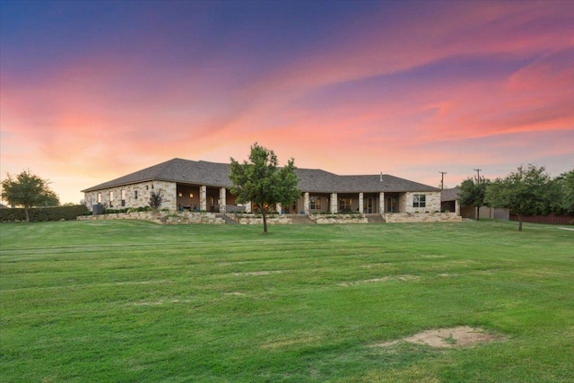 535 Creekside Dr, Salado, TX 76571 - view of front of house featuring a yard and stone siding