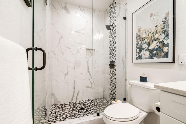 148 Feather Way, Fredericksburg, TX 78624 - full bathroom with a marble finish shower, toilet, and vanity