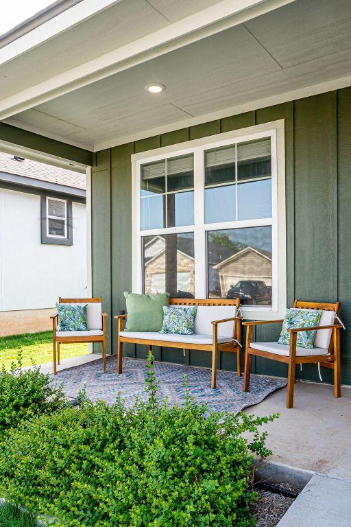 148 Feather Way, Fredericksburg, TX 78624 - view of patio / terrace with an outdoor living space