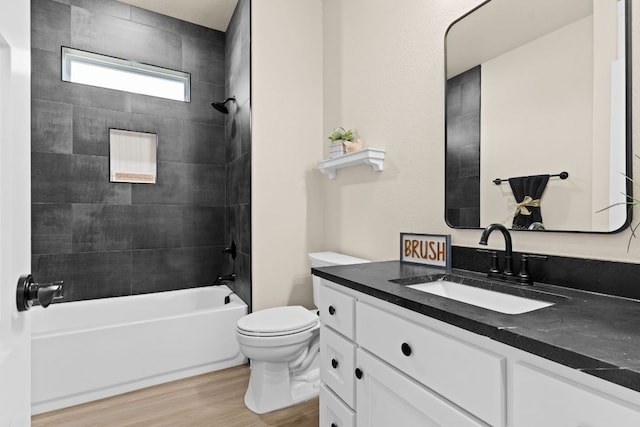 4374 Tall Rdg, Kempner, TX 76539 - bathroom with vanity, wood finished floors, washtub / shower combination, and toilet