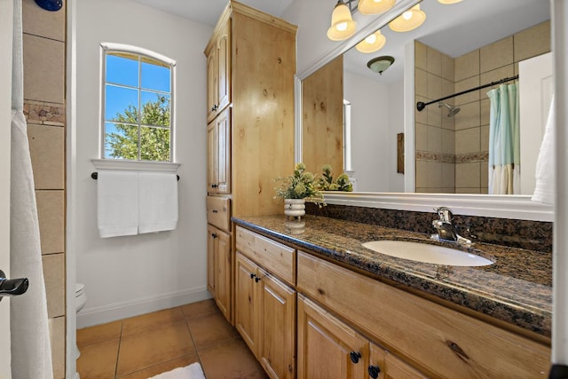 17308 Saint Therese Rd, Manor, TX 78653 - full bath featuring vanity, tile patterned flooring, and a shower with shower curtain