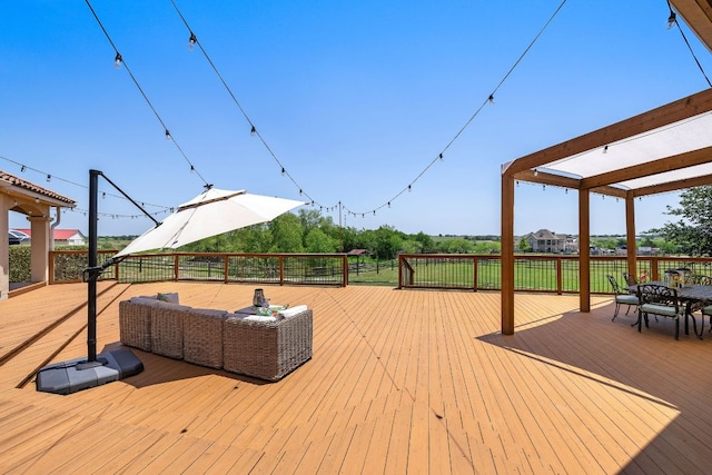 17308 Saint Therese Rd, Manor, TX 78653 - deck featuring an outdoor hangout area and outdoor dining space
