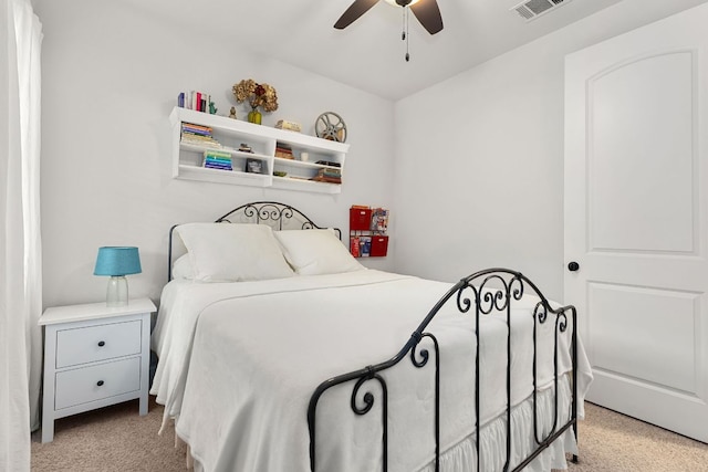 114 Fred Couples Dr, Round Rock, TX 78664 - bedroom with light carpet and a ceiling fan