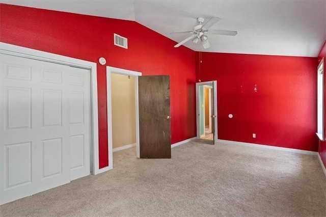 461 Skyline Rdg, San Marcos, TX 78666 - unfurnished bedroom with lofted ceiling, carpet floors, ceiling fan, and baseboards