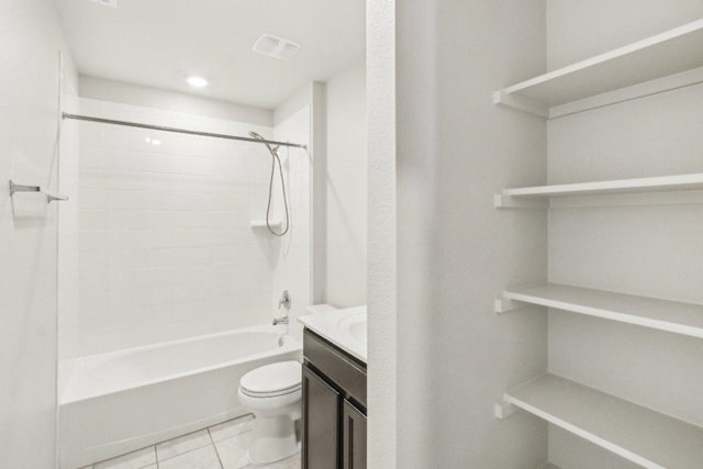 9701 Kensley Rose Dr, Killeen, TX 76542 - bathroom featuring toilet, vanity, shower / bathtub combination, and tile patterned flooring