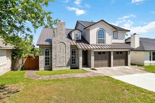 1145 Lago Vista St, San Marcos, TX 78666 - view of front of home featuring a standing seam roof, metal roof, driveway, and a garage