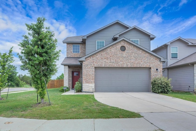 2900 Tweedy Trl, Pflugerville, TX 78660 - view of front of property with brick siding, concrete driveway, and a garage