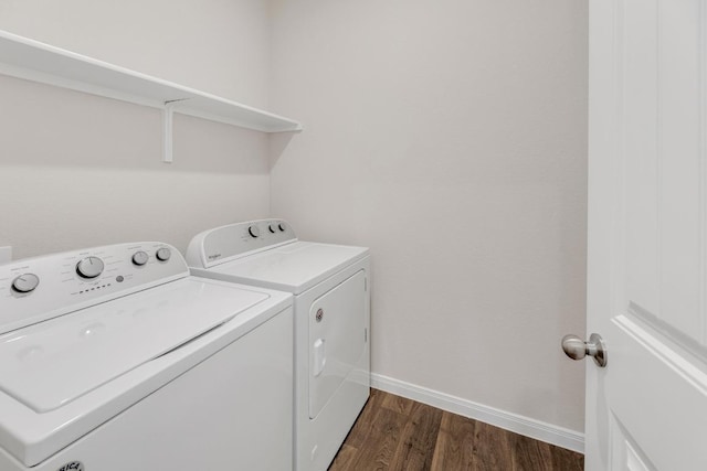 2900 Tweedy Trl, Pflugerville, TX 78660 - laundry room with washer and dryer and dark wood-style flooring