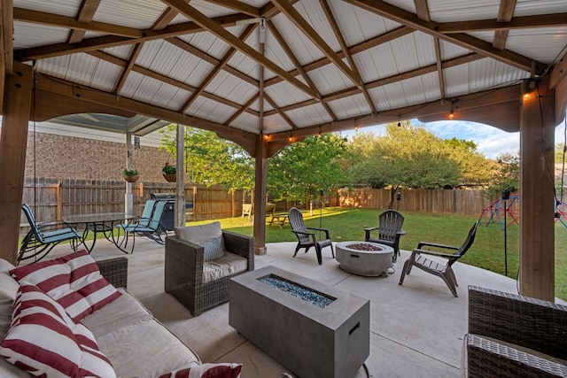 2208 Barnett Dr, Cedar Park, TX 78613 - view of patio / terrace featuring a fire pit and a gazebo