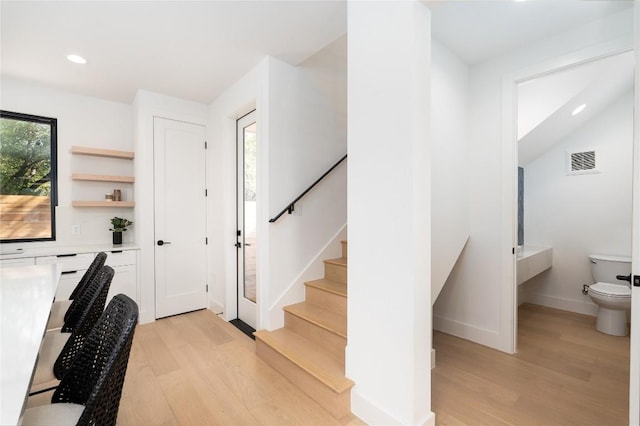 3001 E 51st St Unit 4, Austin, TX 78723 - home office with light wood-style flooring, recessed lighting, and baseboards