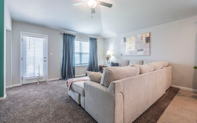 1678 Woodlands Dr, Kyle, TX 78640 - living room featuring a ceiling fan and light colored carpet