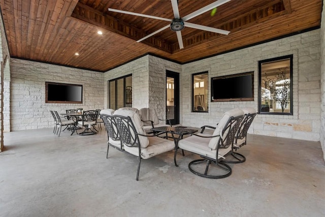 view of patio / terrace featuring ceiling fan and outdoor dining area