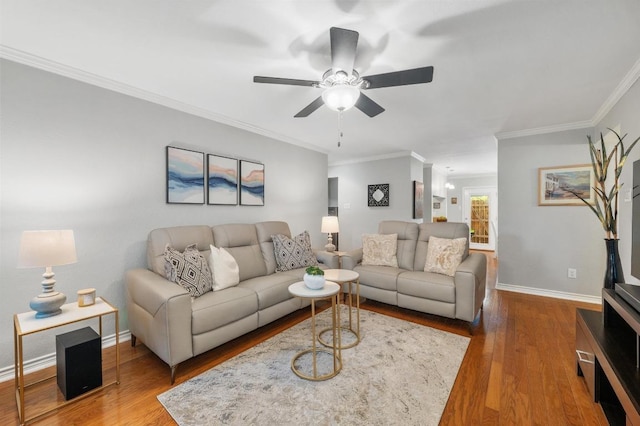 4159 Steck Ave Unit 162, Austin, TX 78759 - living room with wood finished floors, ceiling fan, ornamental molding, and baseboards